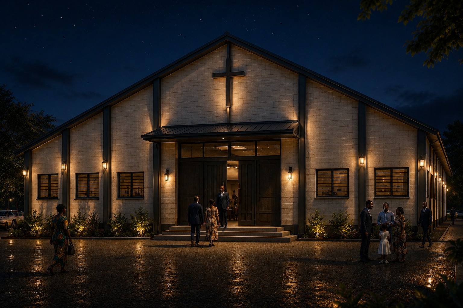 Église vue de nuit
